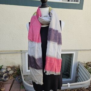 NWT Fraas rectangle blanket scarf pink purple white yellow